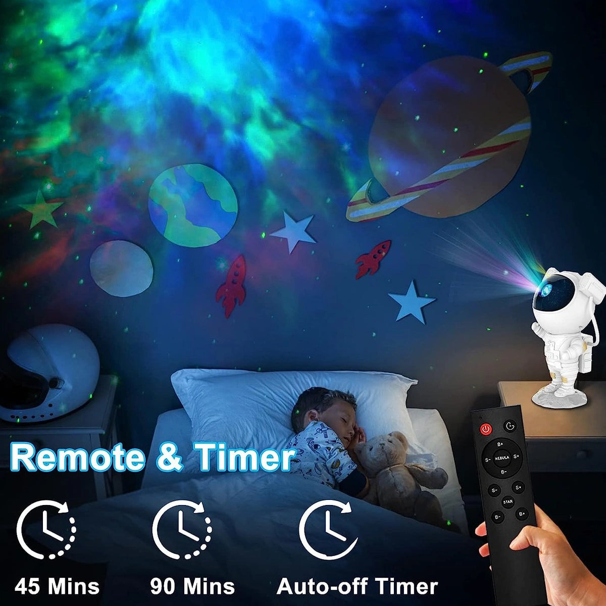 Astronaut Galaxy Star Projector Night Light With Timer Star Projector