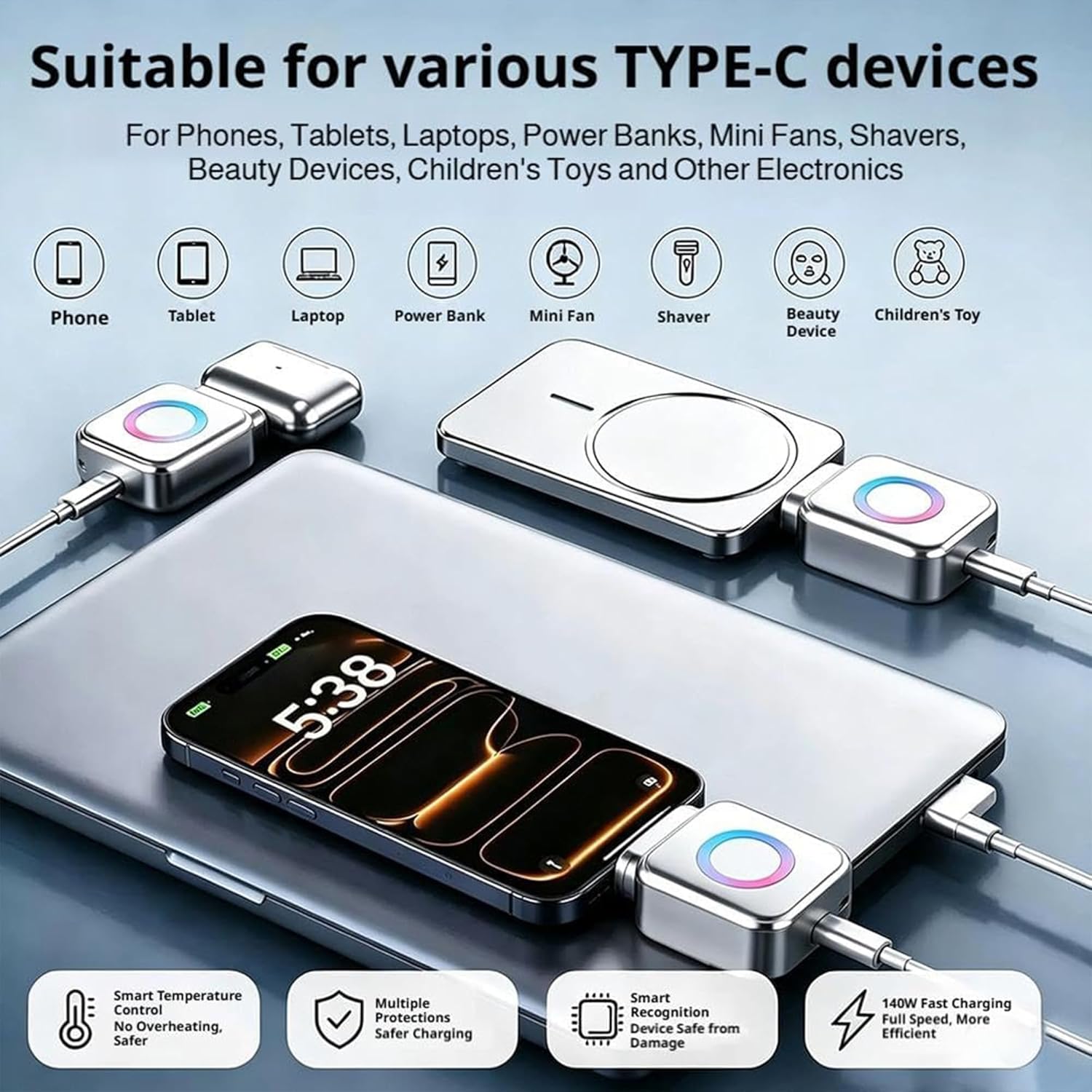 USB-C Smart Auto Eject Adapter with Charging Indicator Light