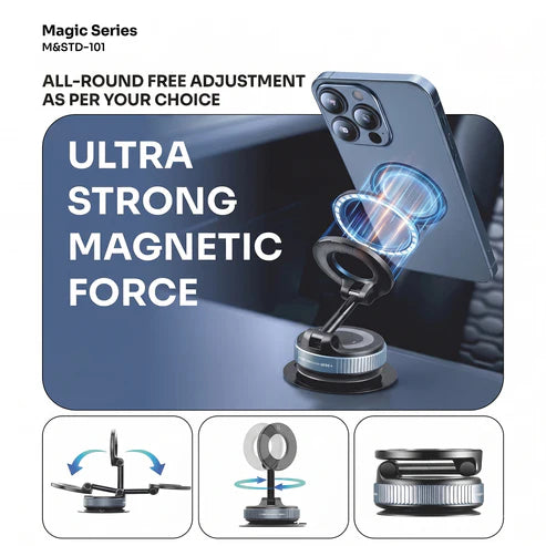 Magnetic Phone Holder – 360° Rotation & Strong Suction Base